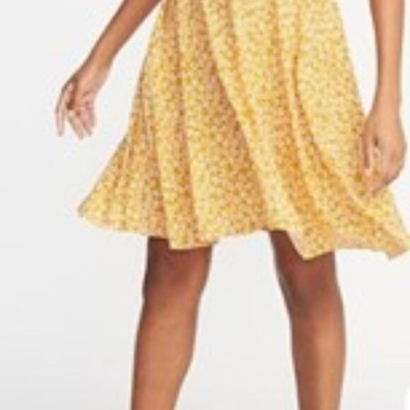Old Navy Mustard ,navy & cream floral print.Fit & Flare Cami Dress sz xl - Picture 11 of 12